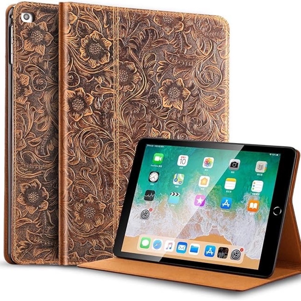 leather Floral Case iPad 9.7 Inch 2018/2017, 6th Gen/5th Gen, Air 2/iPad Air